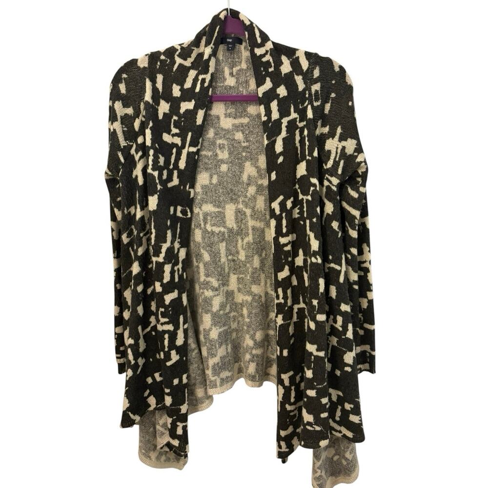 Gap Waterfall Animal Print Open Front Cardigan Drapey Flowy Stylish Whimsy Goth